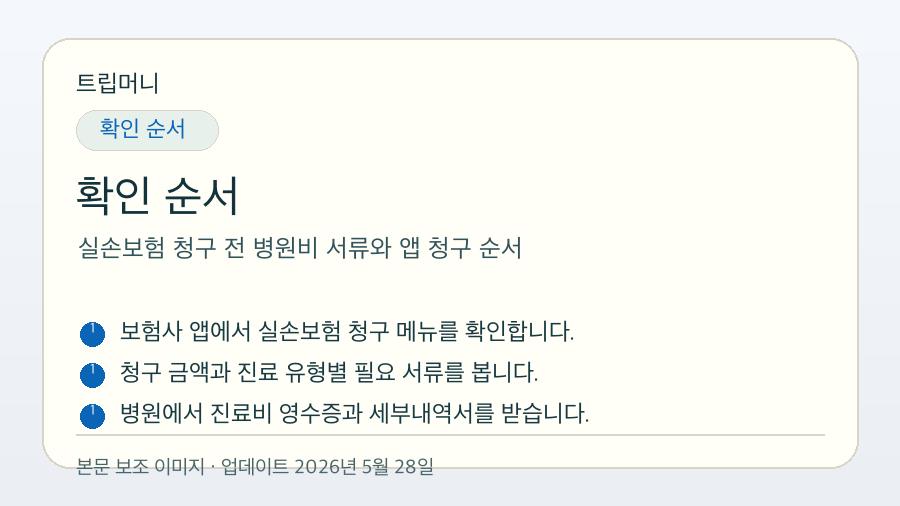 실손보험 청구 전 병원비 서류와 앱 청구 순서 - 확인 순서 핵심 요약 이미지