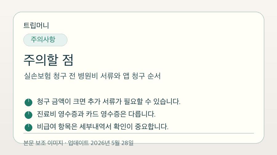 실손보험 청구 전 병원비 서류와 앱 청구 순서 - 주의할 점 핵심 요약 이미지
