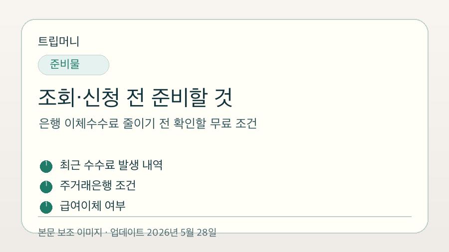 은행 이체수수료 줄이기 전 확인할 무료 조건 - 조회·신청 전 준비할 것 핵심 요약 이미지