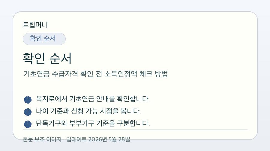 기초연금 수급자격 확인 전 소득인정액 체크 방법 - 확인 순서 핵심 요약 이미지