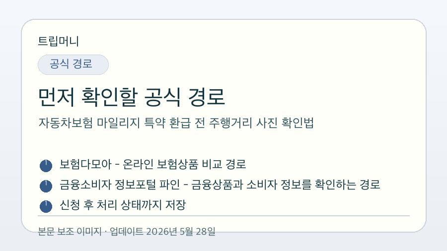 자동차보험 마일리지 특약 환급 전 주행거리 사진 확인법 - 먼저 확인할 공식 경로 핵심 요약 이미지
