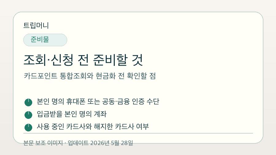 카드포인트 통합조회와 현금화 전 확인할 점 - 조회·신청 전 준비할 것 핵심 요약 이미지