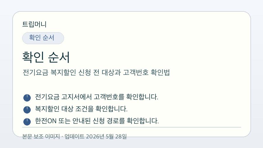 전기요금 복지할인 신청 전 대상과 고객번호 확인법 - 확인 순서 핵심 요약 이미지
