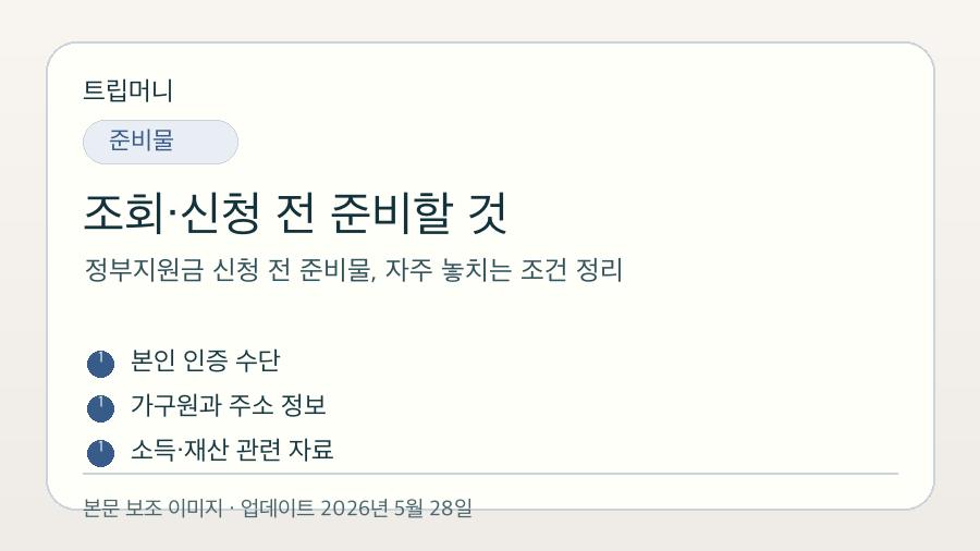 정부지원금 신청 전 준비물, 자주 놓치는 조건 정리 - 조회·신청 전 준비할 것 핵심 요약 이미지