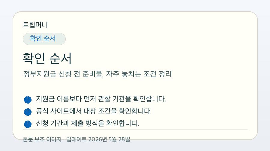 정부지원금 신청 전 준비물, 자주 놓치는 조건 정리 - 확인 순서 핵심 요약 이미지