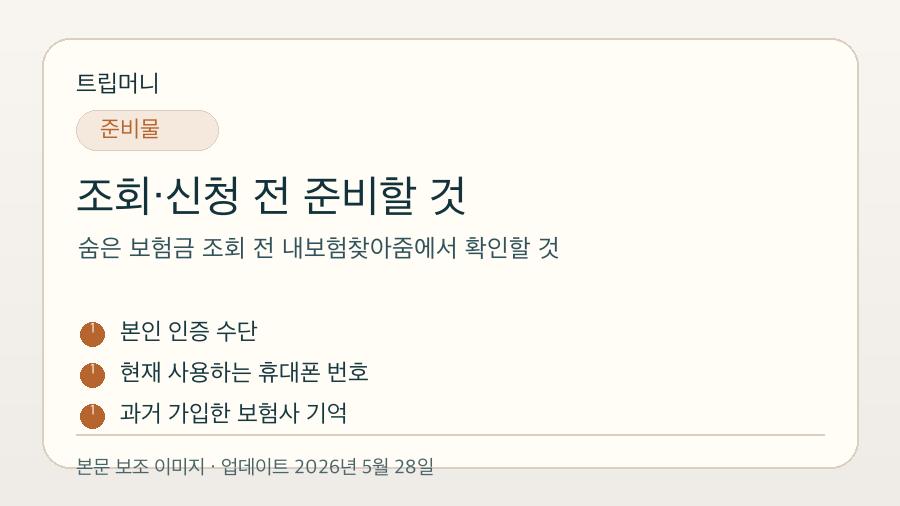 숨은 보험금 조회 전 내보험찾아줌에서 확인할 것 - 조회·신청 전 준비할 것 핵심 요약 이미지