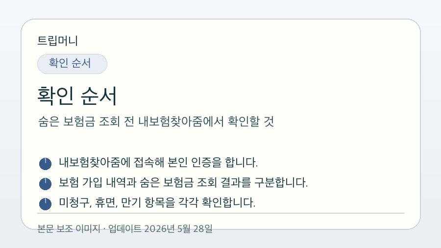 숨은 보험금 조회 전 내보험찾아줌에서 확인할 것 - 확인 순서 핵심 요약 이미지