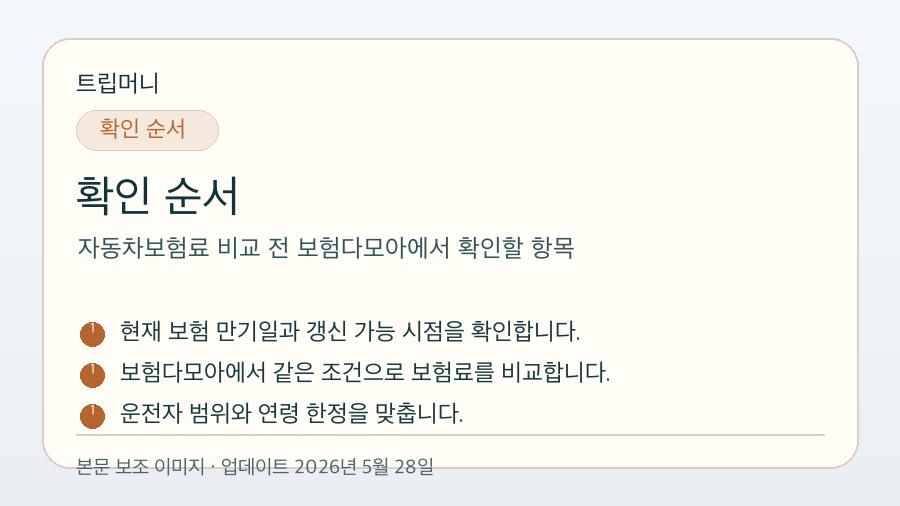 자동차보험료 비교 전 보험다모아에서 확인할 항목 - 확인 순서 핵심 요약 이미지