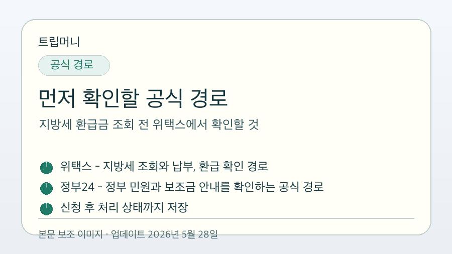 지방세 환급금 조회 전 위택스에서 확인할 것 - 먼저 확인할 공식 경로 핵심 요약 이미지
