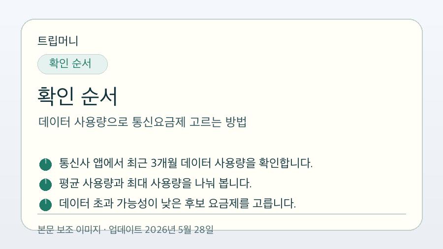 데이터 사용량으로 통신요금제 고르는 방법 - 확인 순서 핵심 요약 이미지