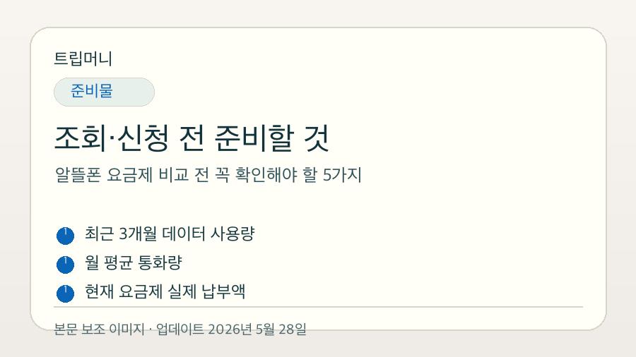 알뜰폰 요금제 비교 전 꼭 확인해야 할 5가지 - 조회·신청 전 준비할 것 핵심 요약 이미지