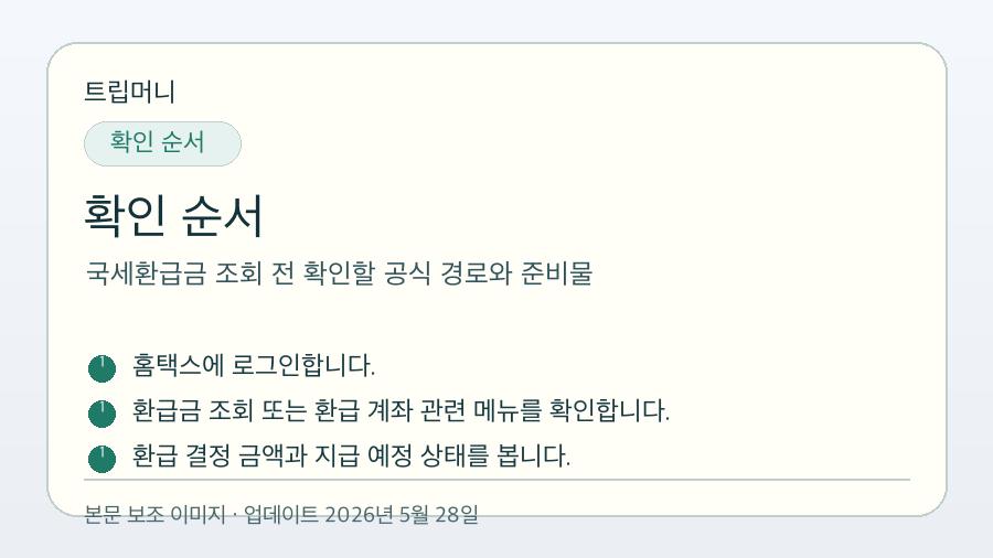 국세환급금 조회 전 확인할 공식 경로와 준비물 - 확인 순서 핵심 요약 이미지