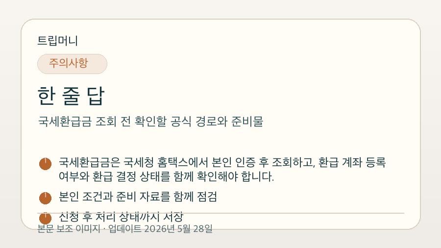 국세환급금 조회 전 확인할 공식 경로와 준비물 - 한 줄 답 핵심 요약 이미지