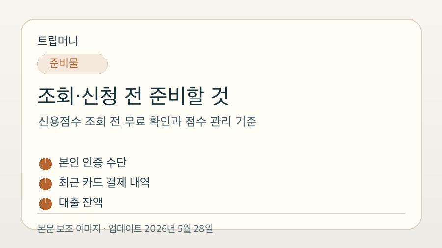 신용점수 조회 전 무료 확인과 점수 관리 기준 - 조회·신청 전 준비할 것 핵심 요약 이미지