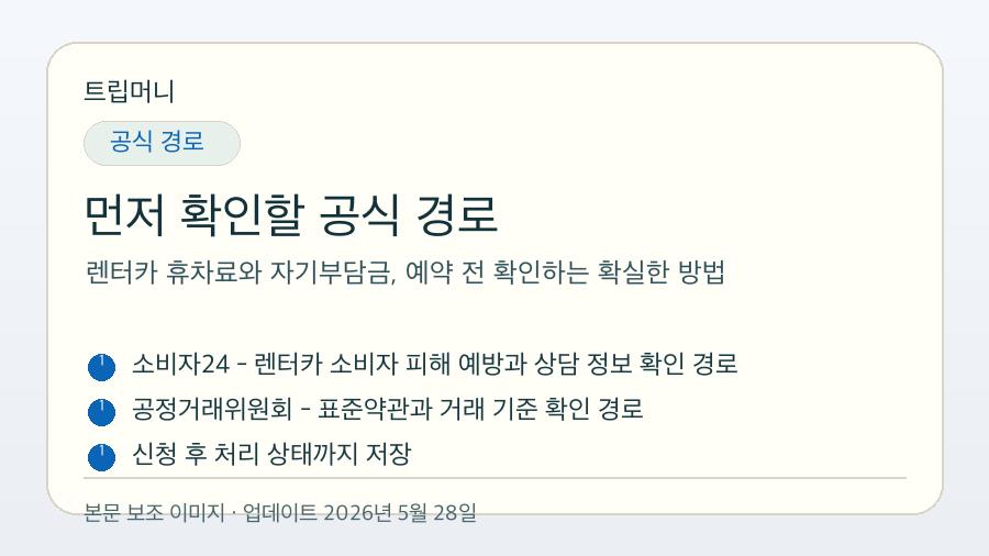 렌터카 휴차료와 자기부담금, 예약 전 확인하는 확실한 방법 - 먼저 확인할 공식 경로 핵심 요약 이미지