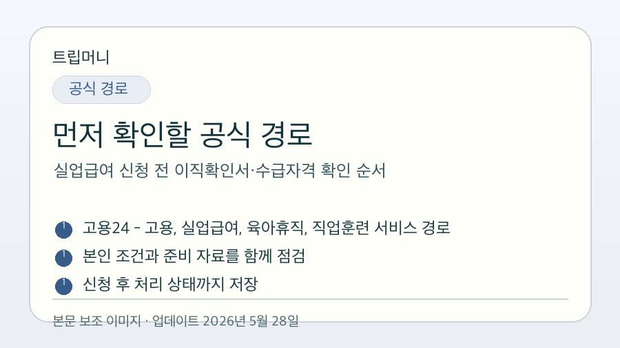 실업급여 신청 전 이직확인서·수급자격 확인 순서 - 먼저 확인할 공식 경로 핵심 요약 이미지