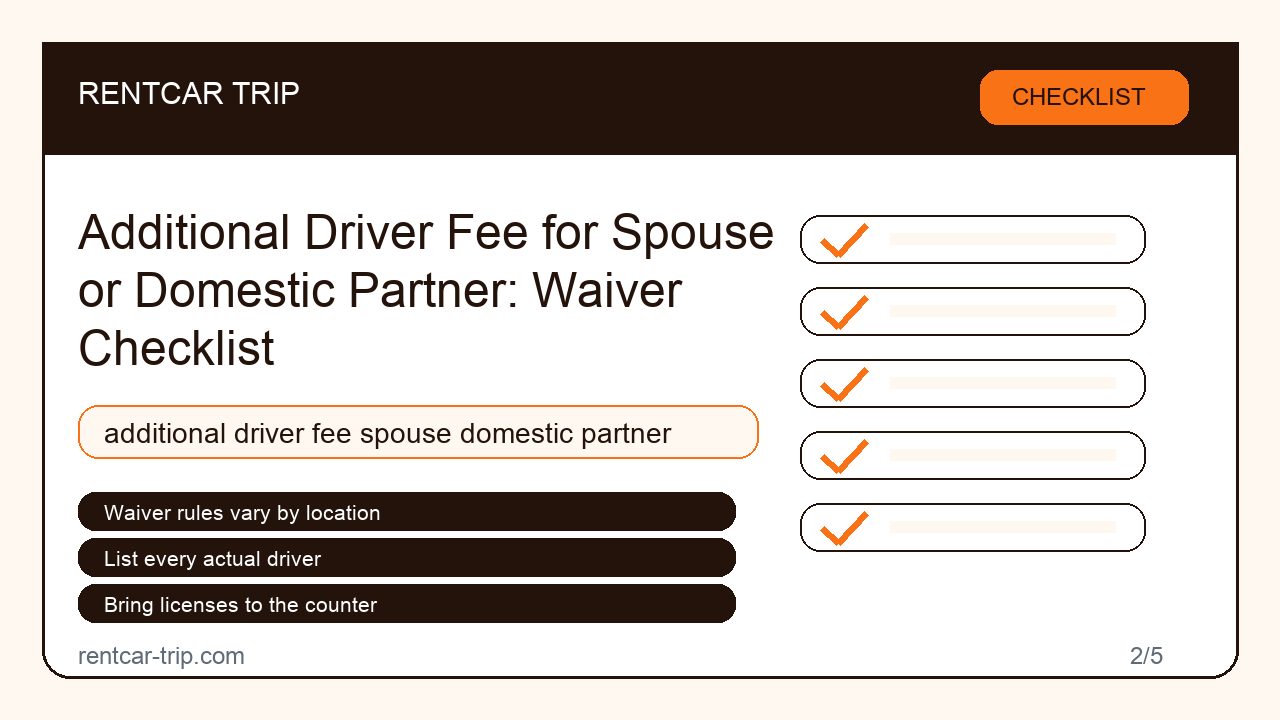 Additional Driver Fee for Spouse or Domestic Partner: Waiver Checklist - Checklist image