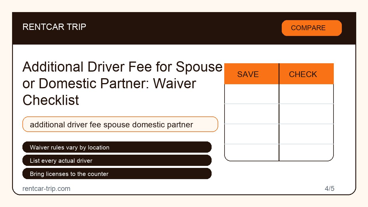 Additional Driver Fee for Spouse or Domestic Partner: Waiver Checklist - Compare image