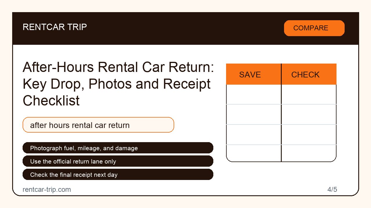 After-Hours Rental Car Return: Key Drop, Photos and Receipt Checklist - Compare image