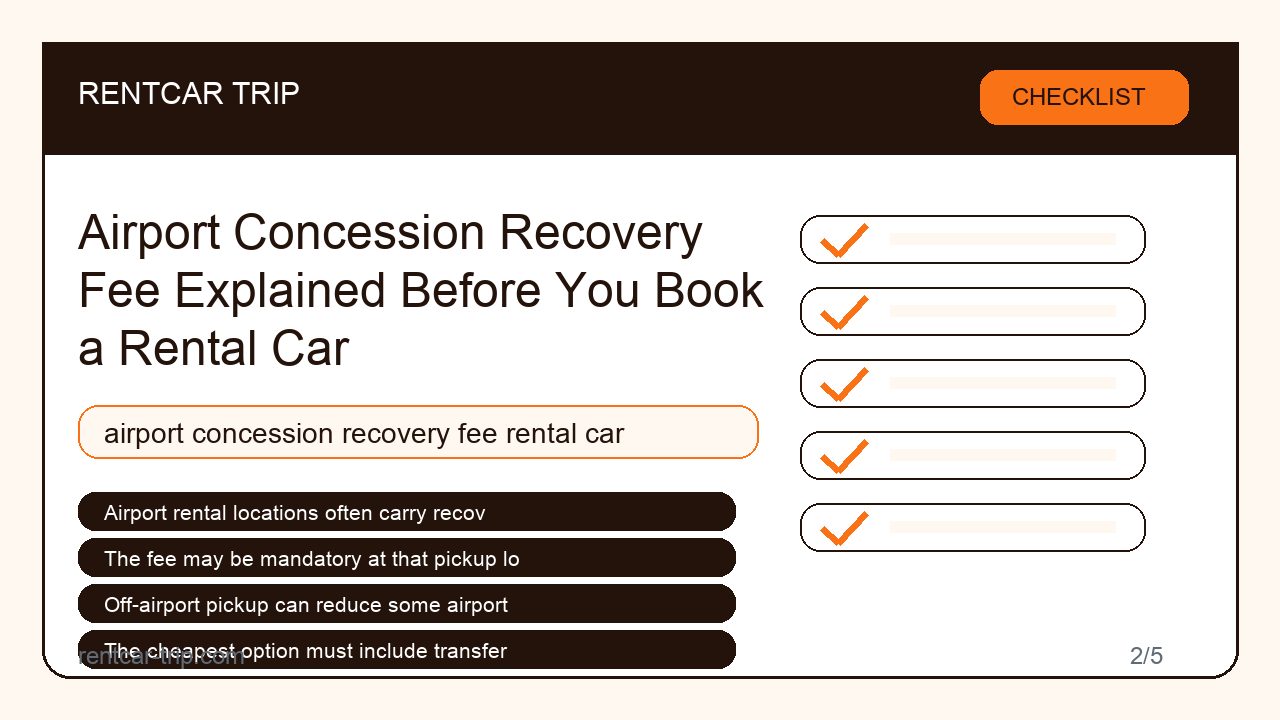 Airport Concession Recovery Fee Explained Before You Book a Rental Car - Checklist image