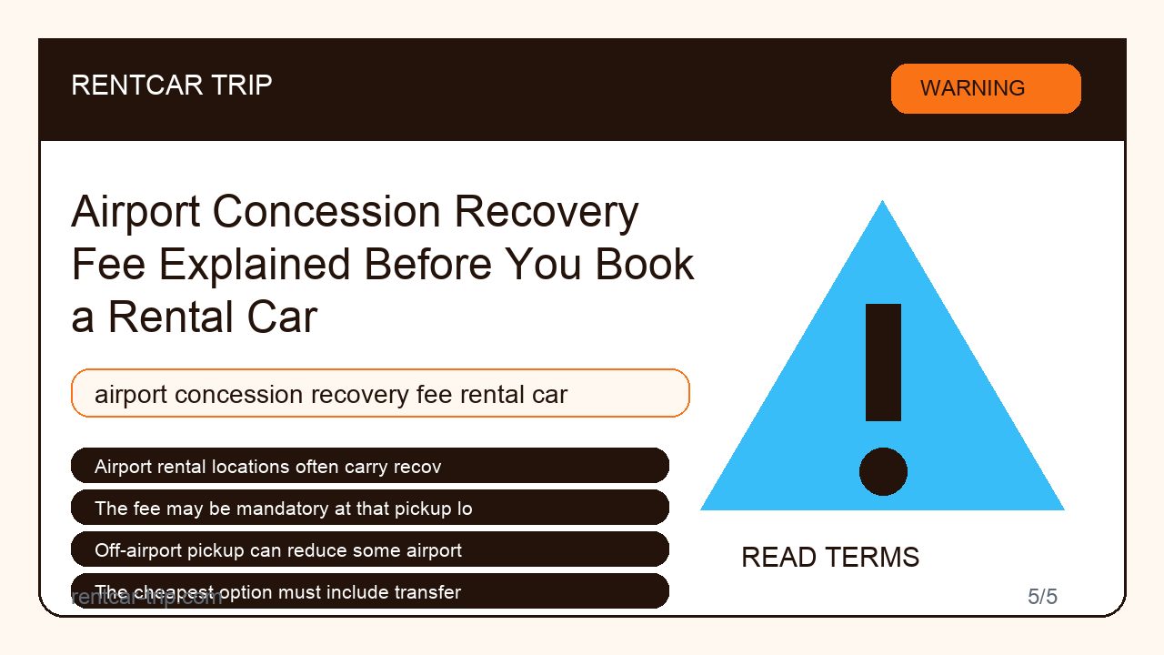 Airport Concession Recovery Fee Explained Before You Book a Rental Car - Warning image