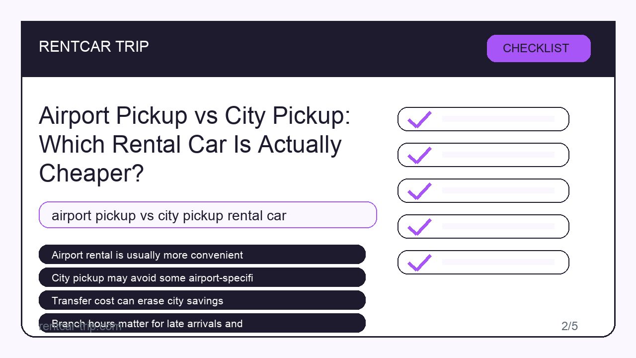 Airport Pickup vs City Pickup: Which Rental Car Is Actually Cheaper? - Checklist image