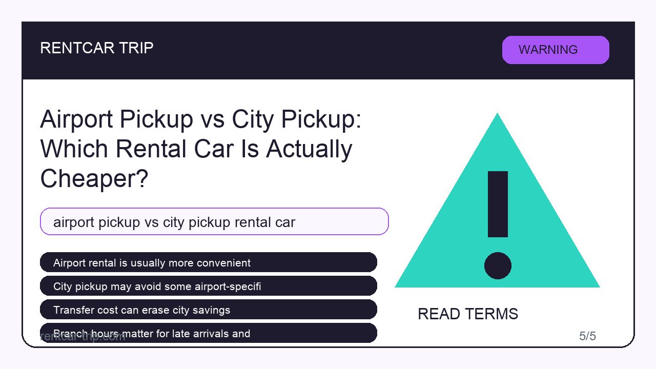 Airport Pickup vs City Pickup: Which Rental Car Is Actually Cheaper? - Warning image