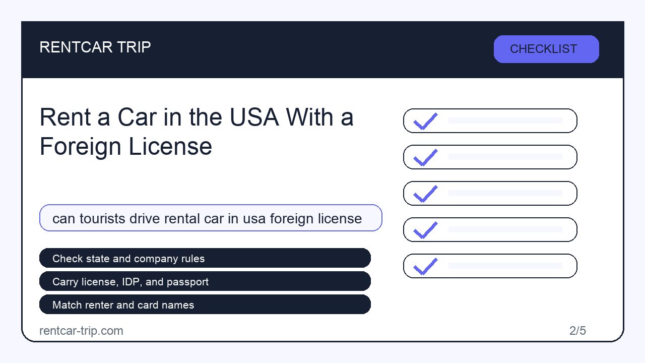 Rent a Car in the USA With a Foreign License - Checklist image