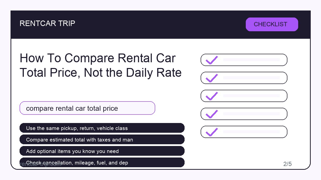 How To Compare Rental Car Total Price, Not the Daily Rate - Checklist image