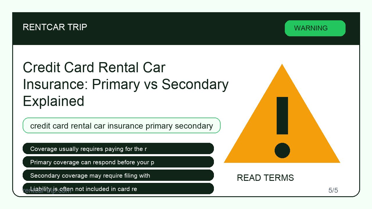 Credit Card Rental Car Insurance: Primary vs Secondary Explained - Warning image
