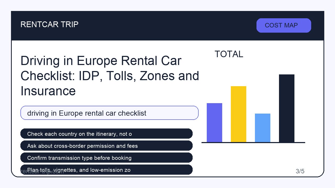 Driving in Europe Rental Car Checklist: IDP, Tolls, Zones and Insurance - Cost Map image