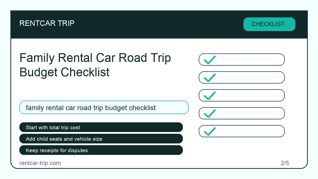 Family Rental Car Road Trip Budget Checklist - Checklist image
