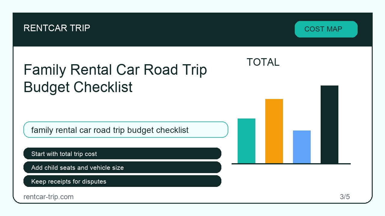 Family Rental Car Road Trip Budget Checklist - Cost Map image