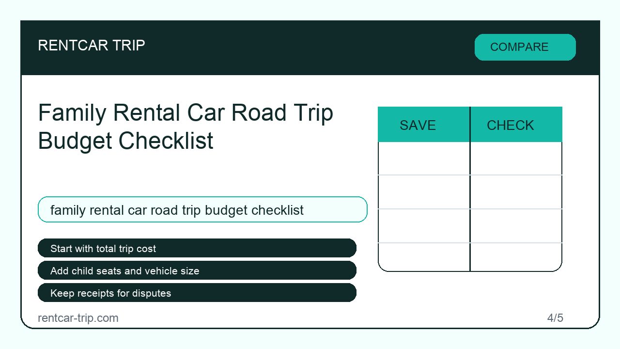 Family Rental Car Road Trip Budget Checklist - Compare image