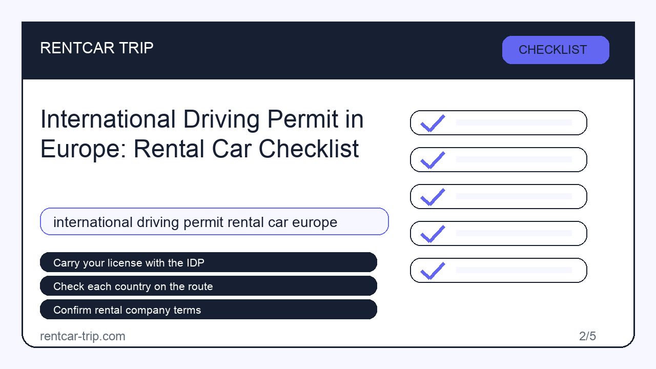 International Driving Permit in Europe: Rental Car Checklist - Checklist image