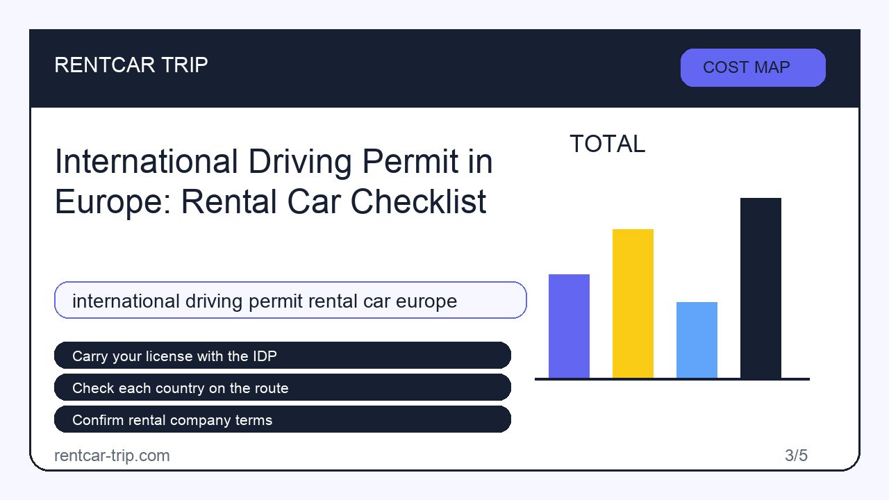 International Driving Permit in Europe: Rental Car Checklist - Cost Map image