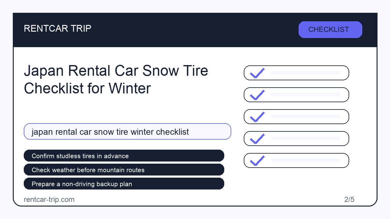 Japan Rental Car Snow Tire Checklist for Winter - Checklist image
