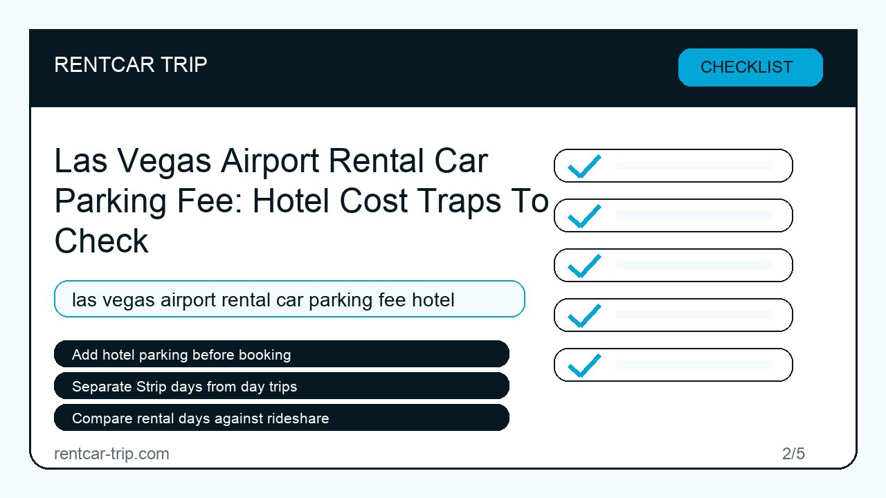 Las Vegas Airport Rental Car Parking Fee: Hotel Cost Traps To Check - Checklist image