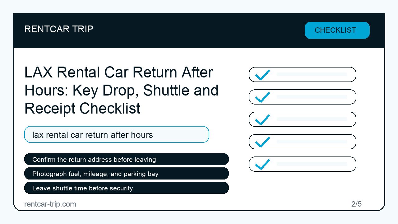 LAX Rental Car Return After Hours: Key Drop, Shuttle and Receipt Checklist - Checklist image