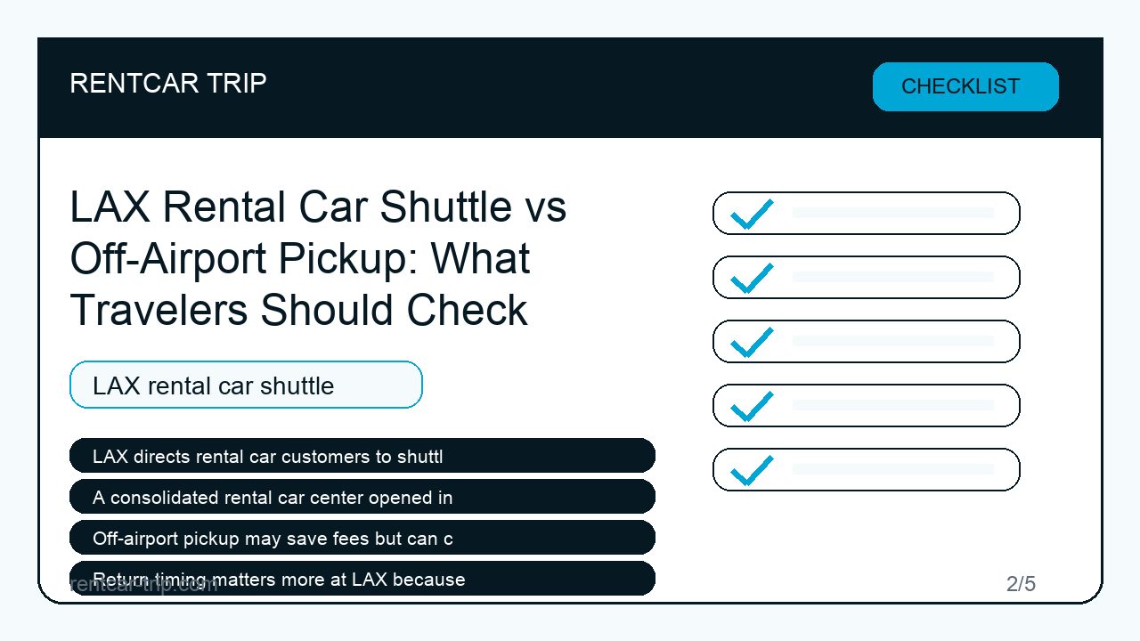 LAX Rental Car Shuttle vs Off-Airport Pickup: What Travelers Should Check - Checklist image
