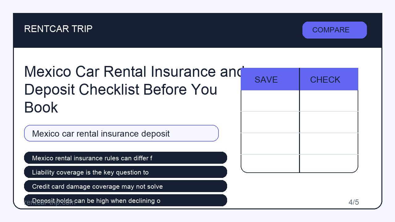 Mexico Car Rental Insurance and Deposit Checklist Before You Book - Compare image