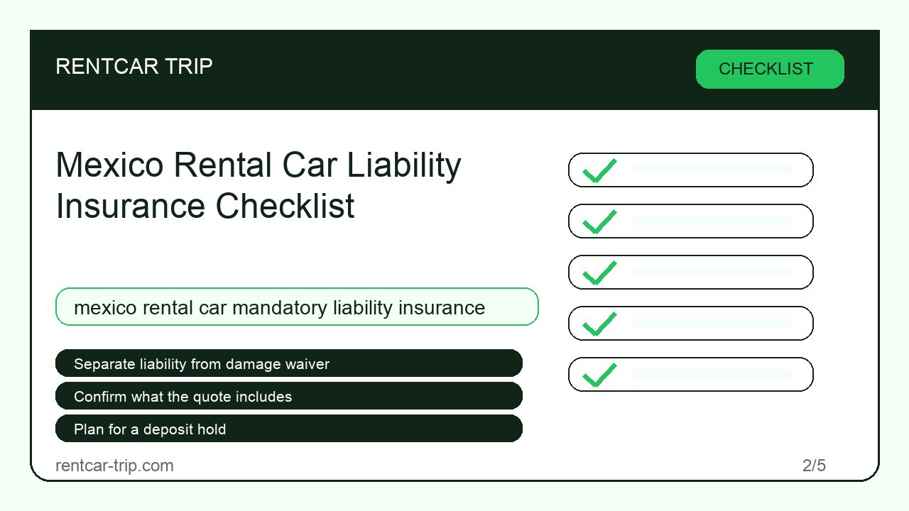 Mexico Rental Car Liability Insurance Checklist - Checklist image
