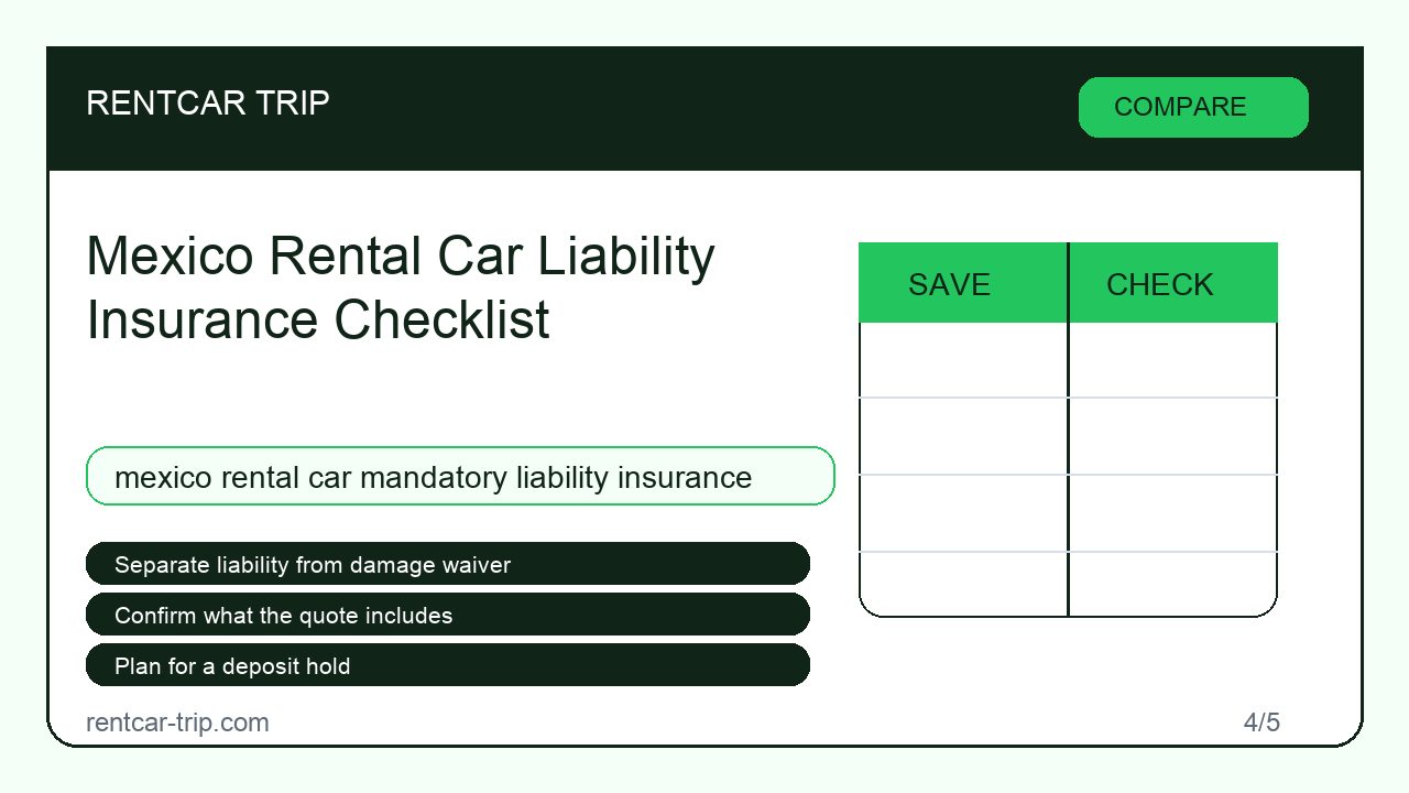 Mexico Rental Car Liability Insurance Checklist - Compare image
