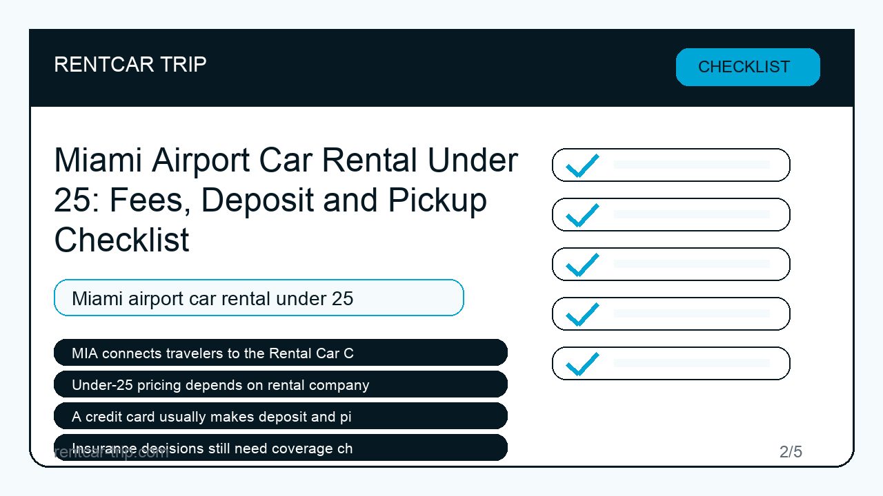 Miami Airport Car Rental Under 25: Fees, Deposit and Pickup Checklist - Checklist image