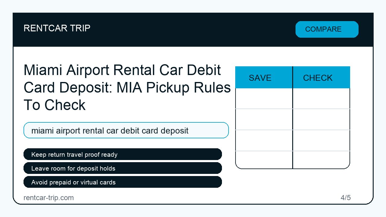 Miami Airport Rental Car Debit Card Deposit: MIA Pickup Rules To Check - Compare image