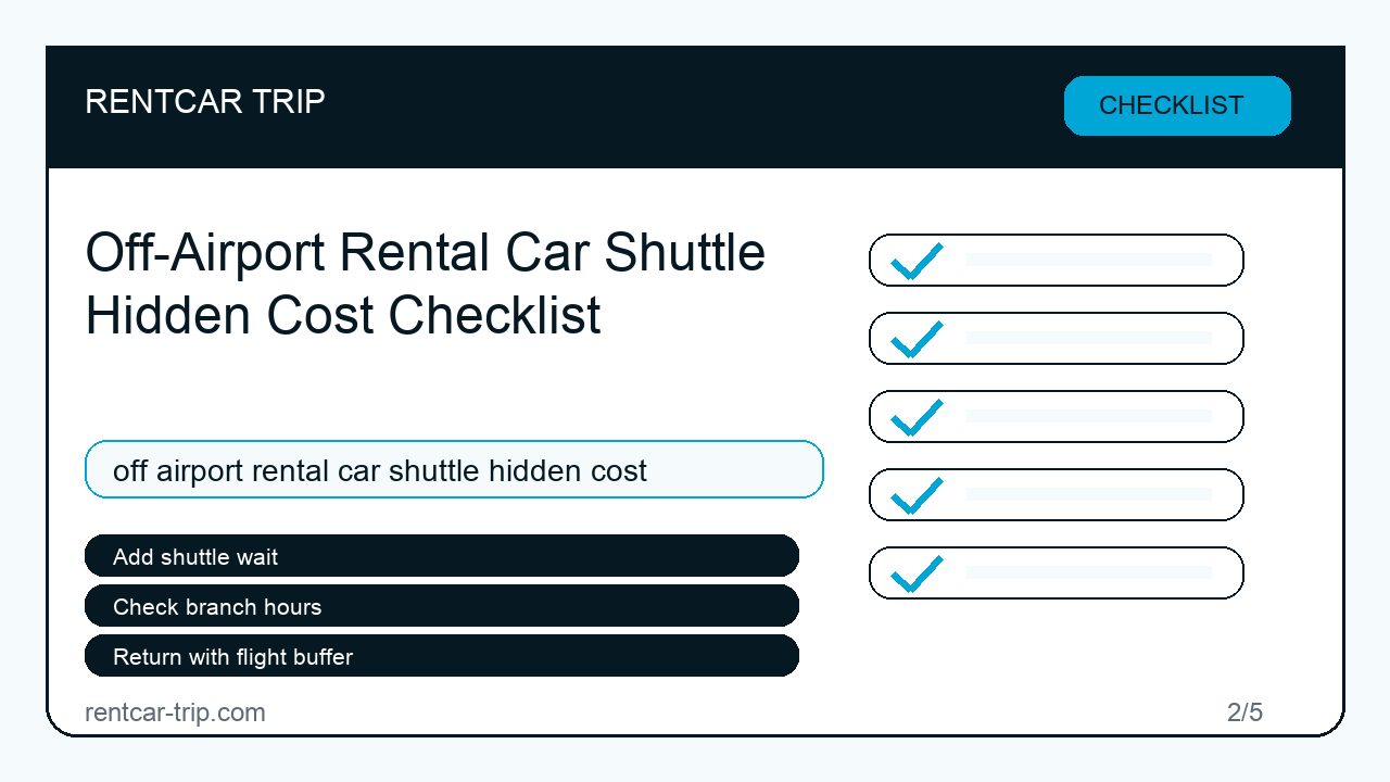 Off-Airport Rental Car Shuttle Hidden Cost Checklist - Checklist image