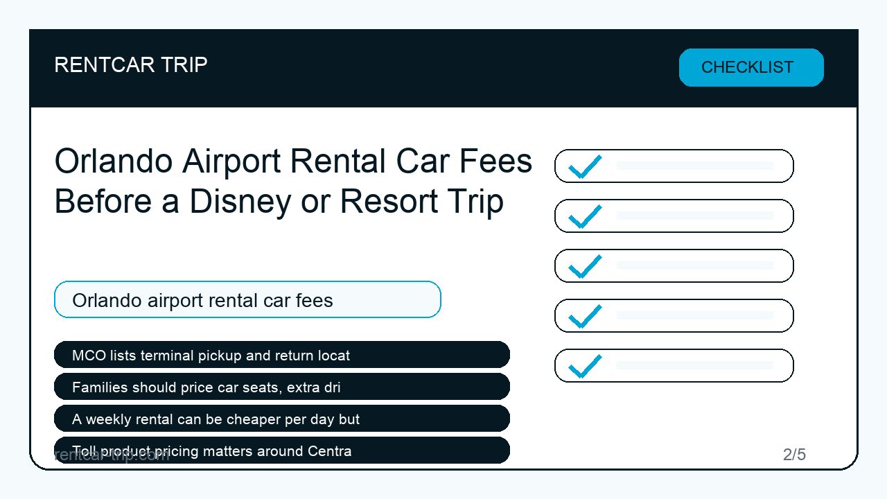Orlando Airport Rental Car Fees Before a Disney or Resort Trip - Checklist image