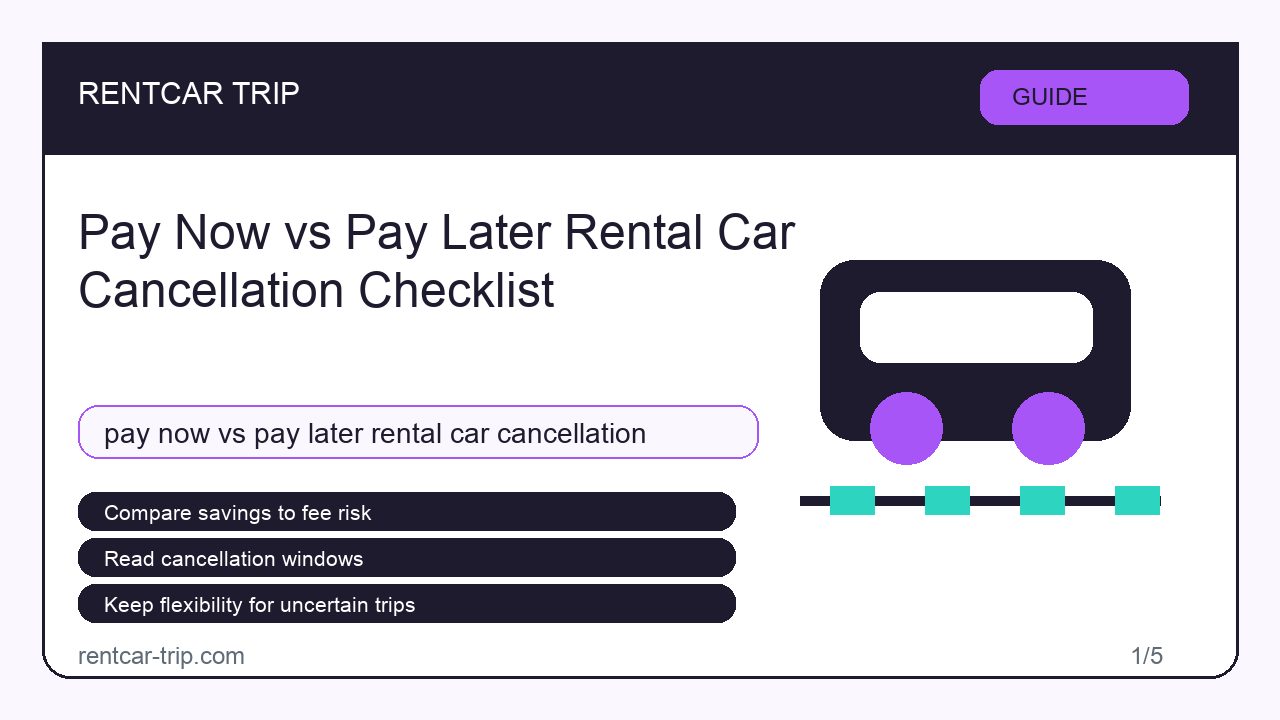 Pay Now vs Pay Later Rental Car Cancellation Checklist - Guide image