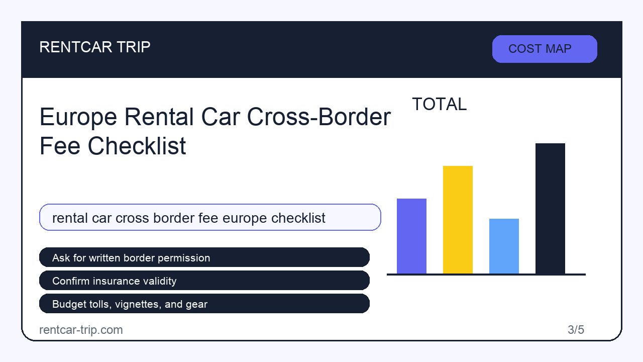 Europe Rental Car Cross-Border Fee Checklist - Cost Map image