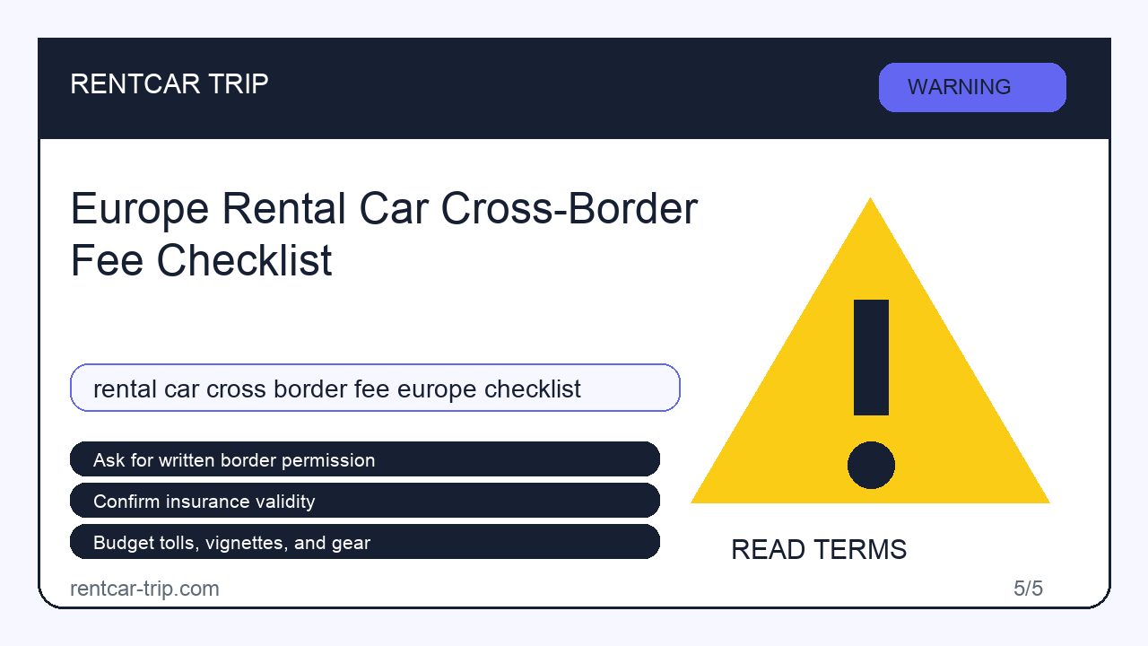 Europe Rental Car Cross-Border Fee Checklist - Warning image